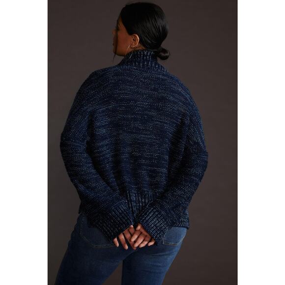 nwt ANTHROPOLOGIE PLUS PILCRO sz 1X Mega Henley sweater in Navy - Picture 3 of 5